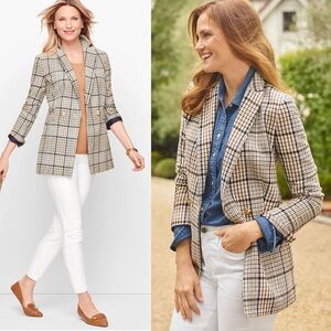 Talbots Double Breasted Plaid Blazer